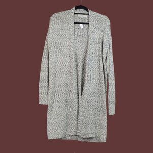 Loft Womens Long Sleeve Ivory Metallic Grey Open Front Knit Cardigan Size M NWOT